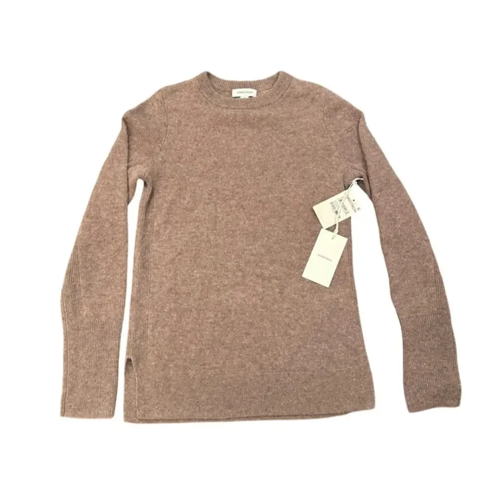 Nordstrom Crewneck Cashmere Sweater - Brown Taupe Size XXS